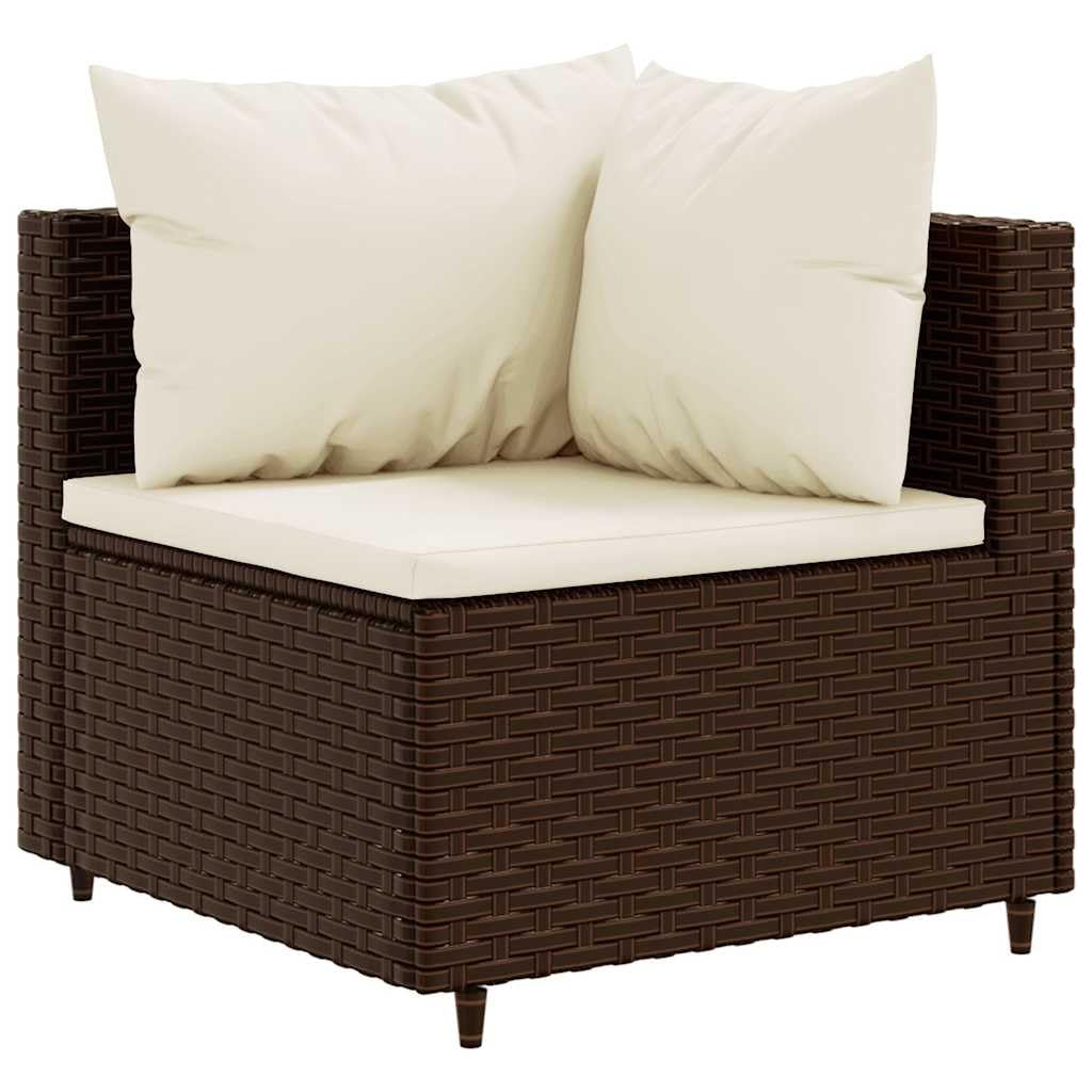 Salon de Jardin modulable en résine tressée Marron avec Coussins crème 8 pièces Ensemble mobilier extérieur terrasse Balcon Patio pour détente et Repas en Famille