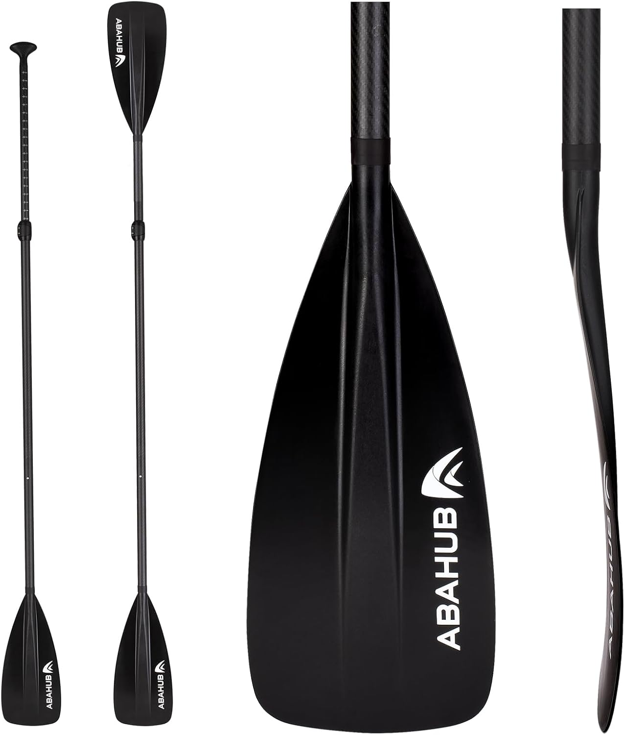 Abahub 1 x 4 Section Carbon SUP Paddle/Kayak Oar, Adjustable Stand up Paddleboard Paddles, Lightweight Carbon Shaft Black/Blue/Green/Gray/Orange/Red Plastic Blade