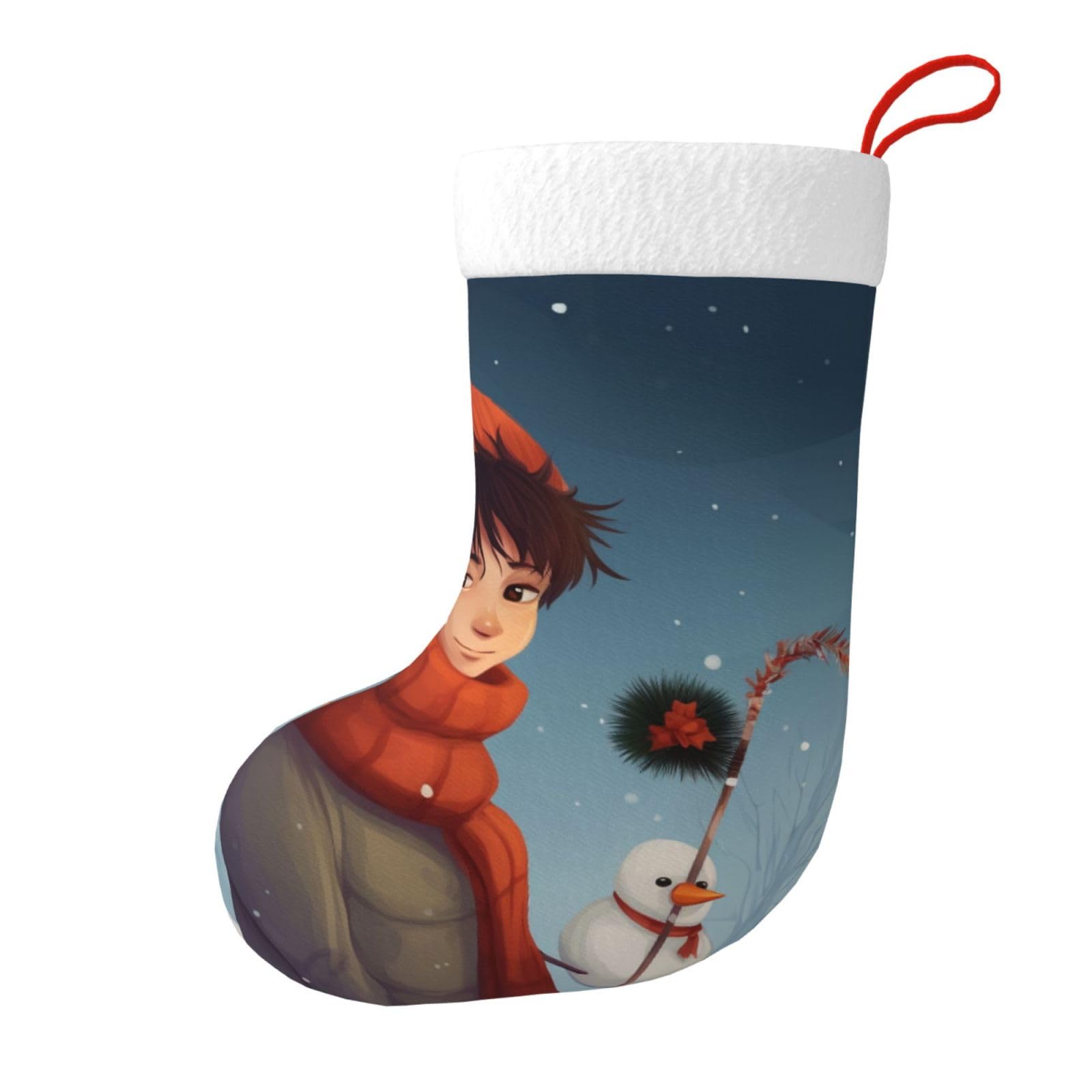 Merry Christmas Cartoon Print Christmas Stocking, 28x45cm Holiday Hanging Stockings for Fireplace, Tree Decorations, Gift Giving, and Party Festive Decor