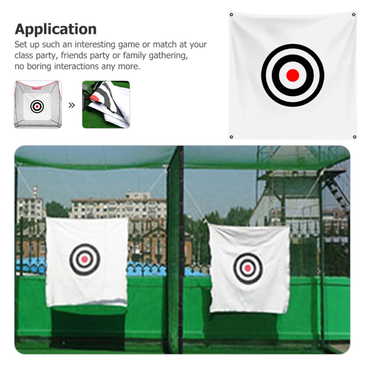 SHINEOFI Segeltuchnetz Golf Zielübung aus Canvas Weiß Leicht und Robust für Schlag und Schwungtraining Übungsnetz für Familienfeier und Training