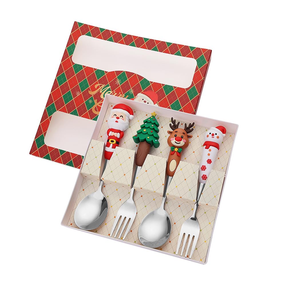 MALSSE Christmas Themed Cutlery Set 410Stainless Steel Spoon and Fork Festival Dining Accessories for Various Occasion Dining Festival Accessories