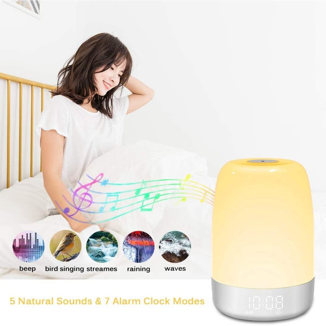 Amanecer simulación despertador luz LED despertador color noche junto a la cama luz ayuda para dormir USB para niños adultos