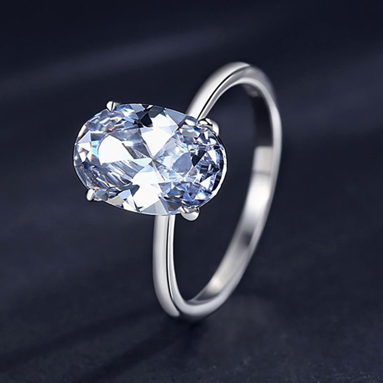 Au 375/585/750 Bague de fiançailles classique en or blanc 4 griffes avec moissanite en or véritable 9 K/14 K/18 K Taille 47-65