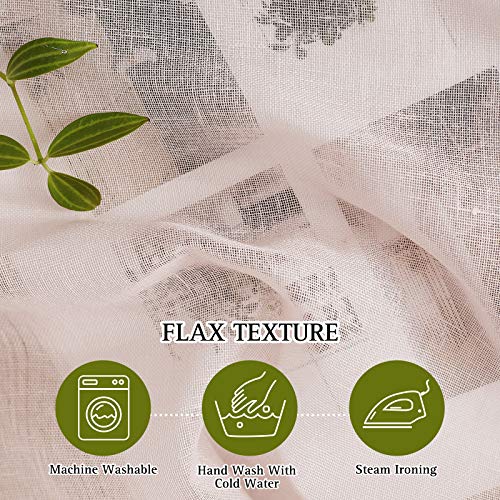 NICETOWN Linen Blend Semi Sheer Curtains 63" L for Nursery, Decorative Grommet Flax Texture Semitransparent Casual Window Treatment Privacy Protect for Flat/Apartment, 52" W, 2 PCs, Dusty Blush