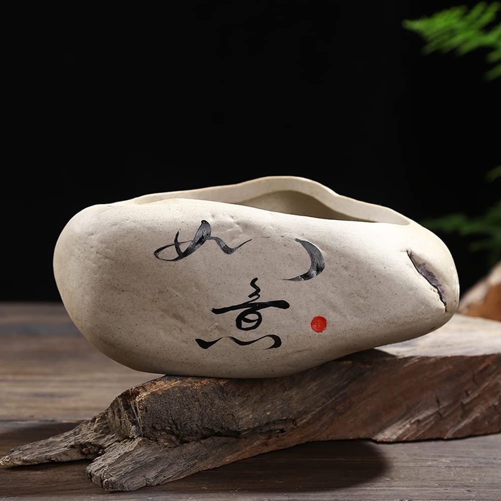DFGHNBVC Manual Flower Pot Ceramics Stoneware Indoor Decoration Plant Pot Home Business Round Succulents Cactus Landscape Thumb Basin Planter Container,A