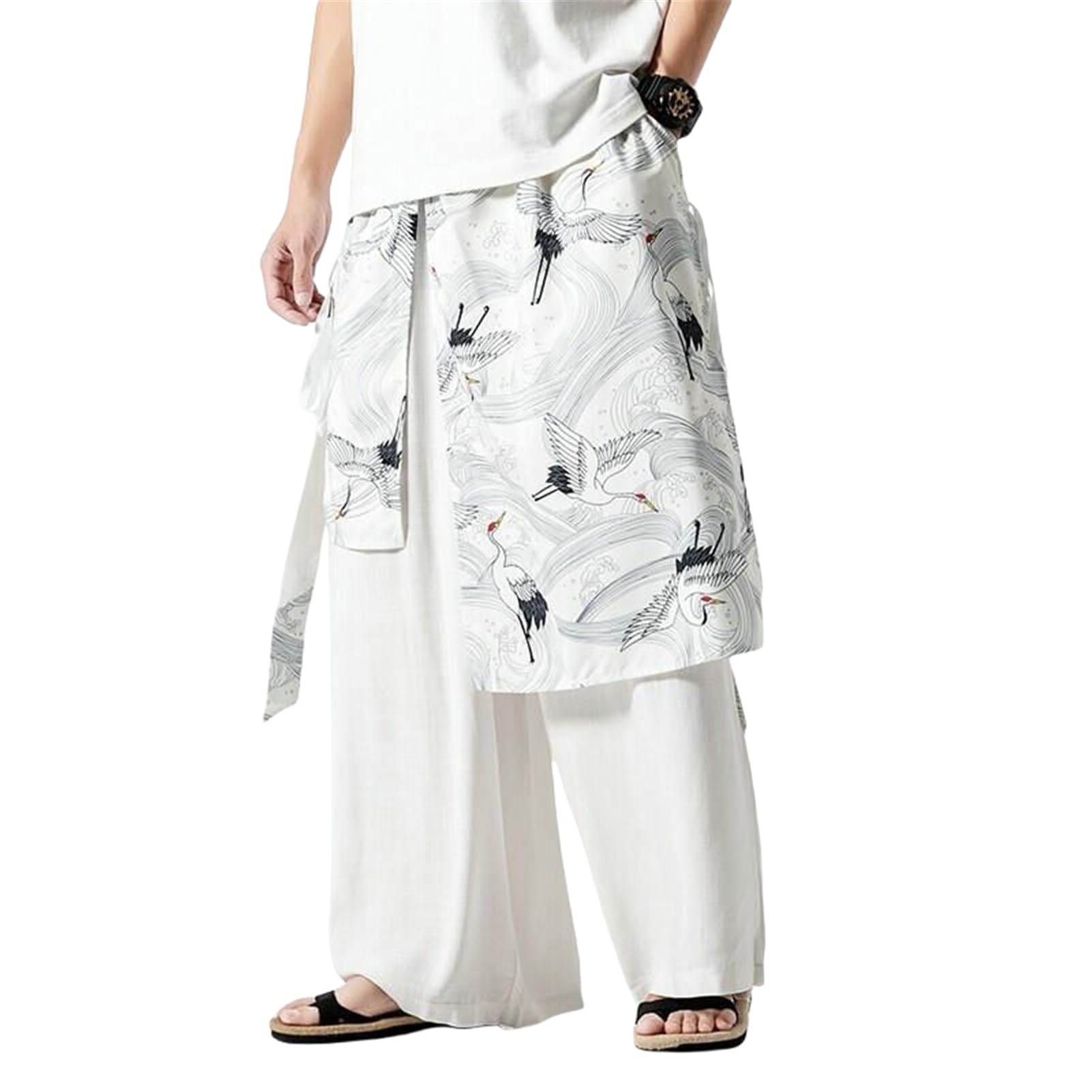 Pantaloni lunghi da uomo Estate Leggero Stile Cinese Cotone Lino Fluente Casual Nove Punti