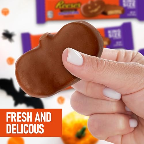 Miniatura 4 de Reese'sHalloween - Tazas de calabaza de mantequilla de maní tamaño King, paquete de 3  Deliciosas golosinas ReesesesHalloween Candy KingSize barras