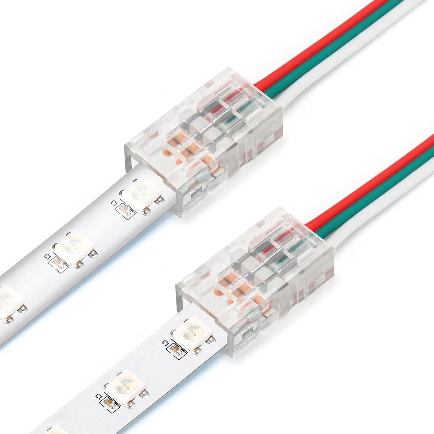 RGBZONE 25Pcs 3-Pin LED Connector 8mm Gapless Solderless Strip to Wire Quick Connection for 8mm IP20/IP65 WS2811 WS2812B SMD LED Strip Lights