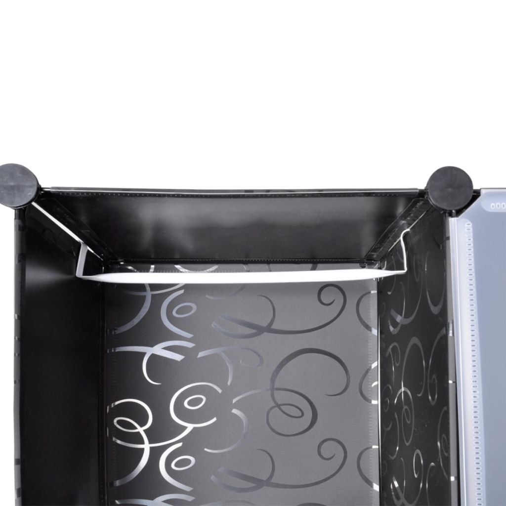 ZEYUAN Armario Modular 14 Compartimentos Negro y Blanco 37x146x180,5cm, Armario Ropero, Estanteria Modular, Estanteria Cubos, Armario Estanteria, Estanterías Almacenamiento