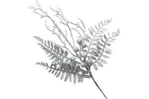 6-Piece Christmas Glittery Silver Artificial Holly Berry Picks