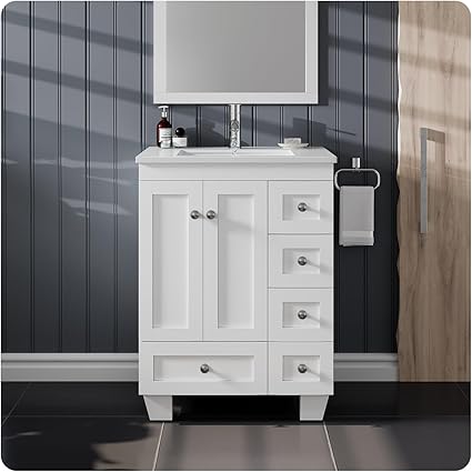 Amazon.com: Eviva White Freestanding Bathroom Cabinet - 24 Inch Vanity ...