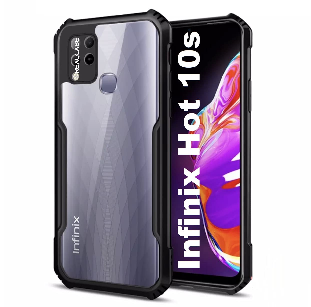 REALCASE Hot 10S Back Cover Shockproof Bumper Crystal Clear X-Black - Image 1
