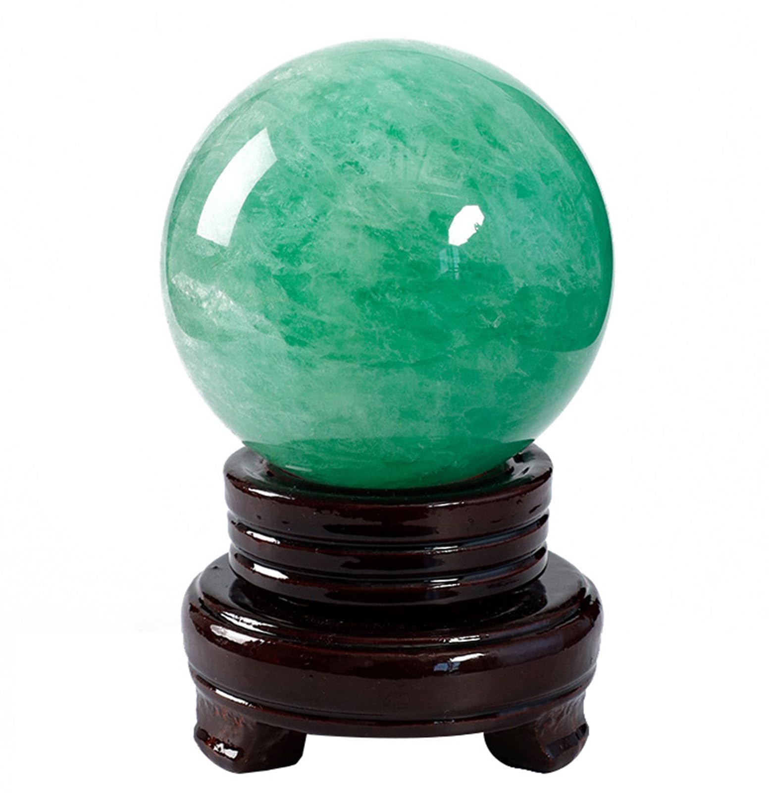 CYVXCPPGI Crystal Decor Green Fluorite Crystal Ball with Stand Polished Divination Ball Decorative Sphere Stone Photography Quartz Crystal Sphere,13cm/5.1in