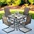 NUU GARDEN 5 Piece Outdoor Dining Set, 4 All Weather Outdoor Padded Textilene Patio Chairs and 37" Square Dining Table with 1.57" Umbrella Hole, for Backyard, Patio, Garden, Brown and Black