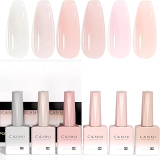 CANNI Jelly Gel Nail Polish Set, 6Pcs 9ml Neutral Milky White Gel Polish Kit