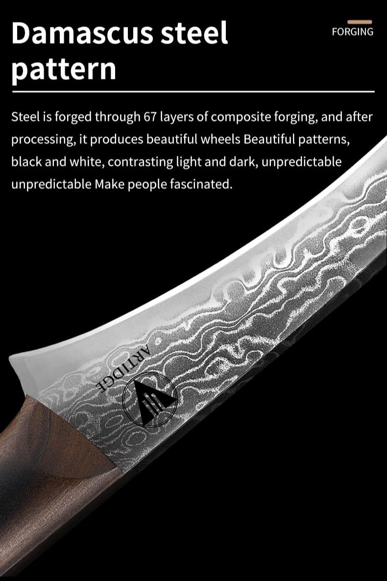 3.5" Paring Knife Damascus Steel Peel Chef Knife - 67-Layer Forged Fruit/Vegetable Knife with Natural Solid Wood Handle, 15° Double-Edged Blade, Ultra-Sharp & Corrosion Resistant — Amazon image 7