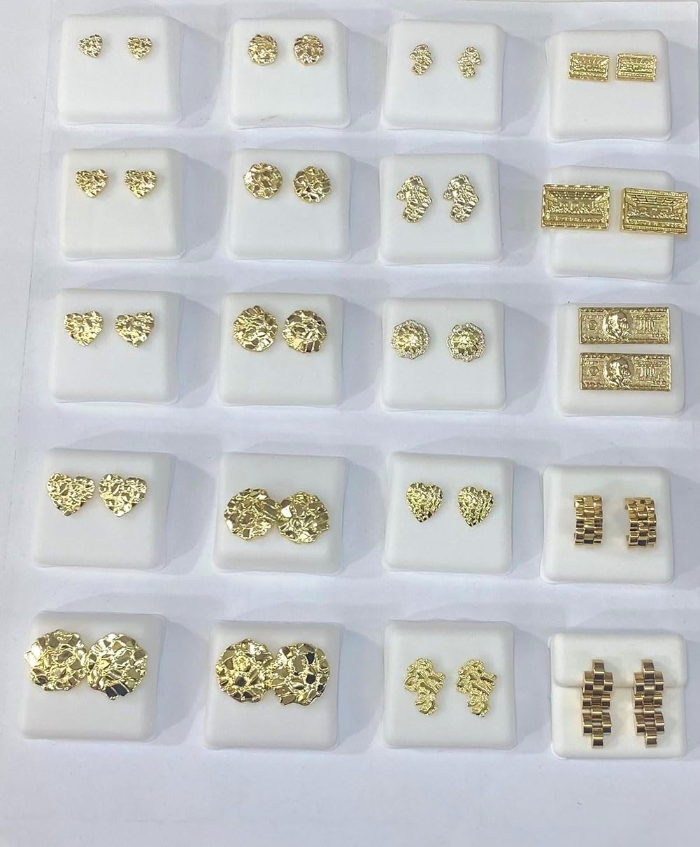 14k gold plated brass nugget earing with heart and round all different size and different design