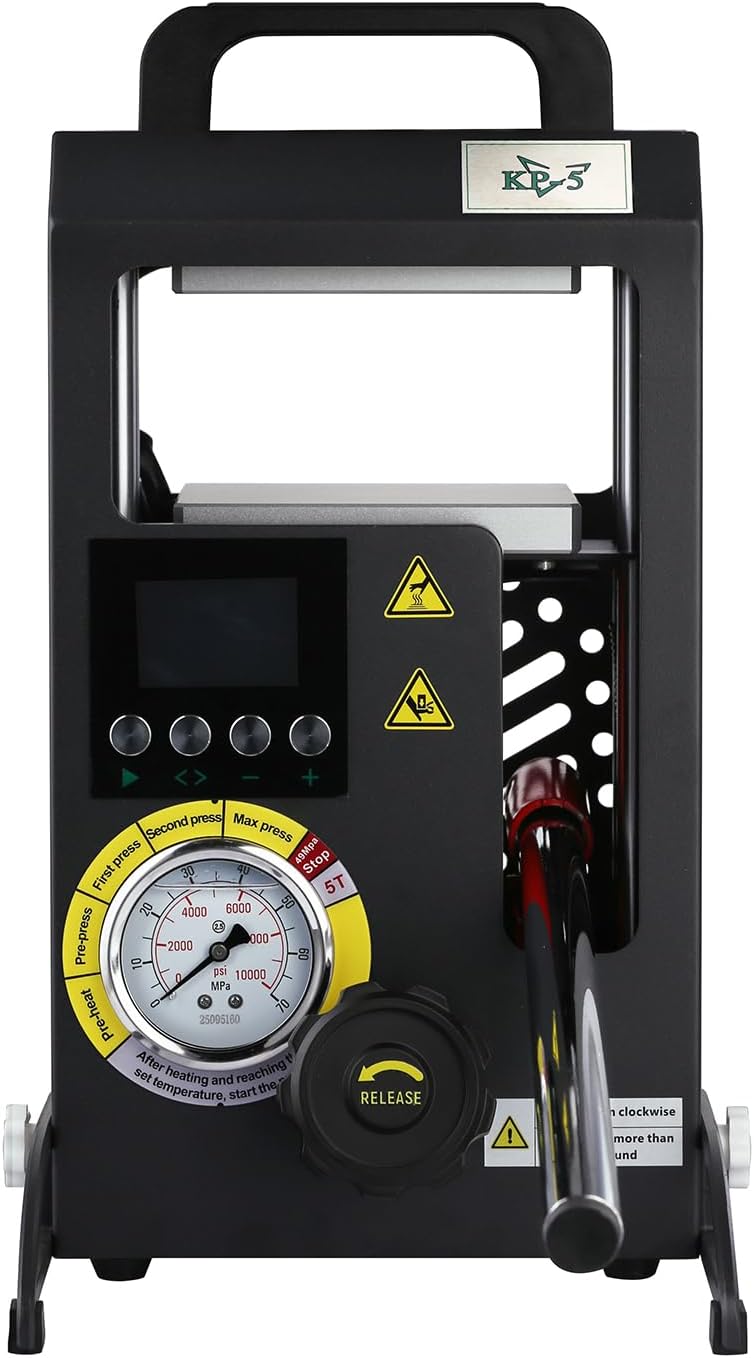 5 Tons Heat Press Machine with 4.7" X 4.1" Dual Heated Plates Manual Press with LCD Digital Display Screen & Precise Pressure Gauge 110V/220V