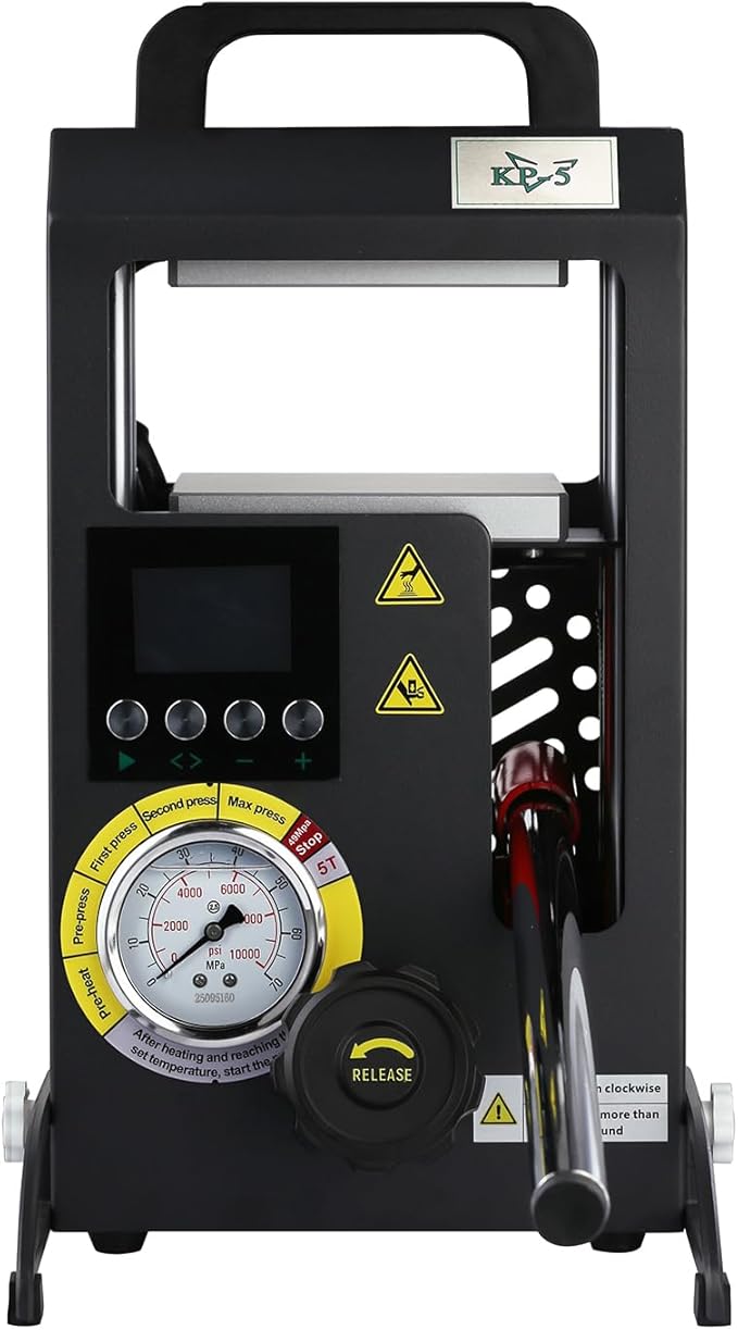 Prensa de calor manual de 5 toneladas con placas duales y pantalla LCD miniatura 8