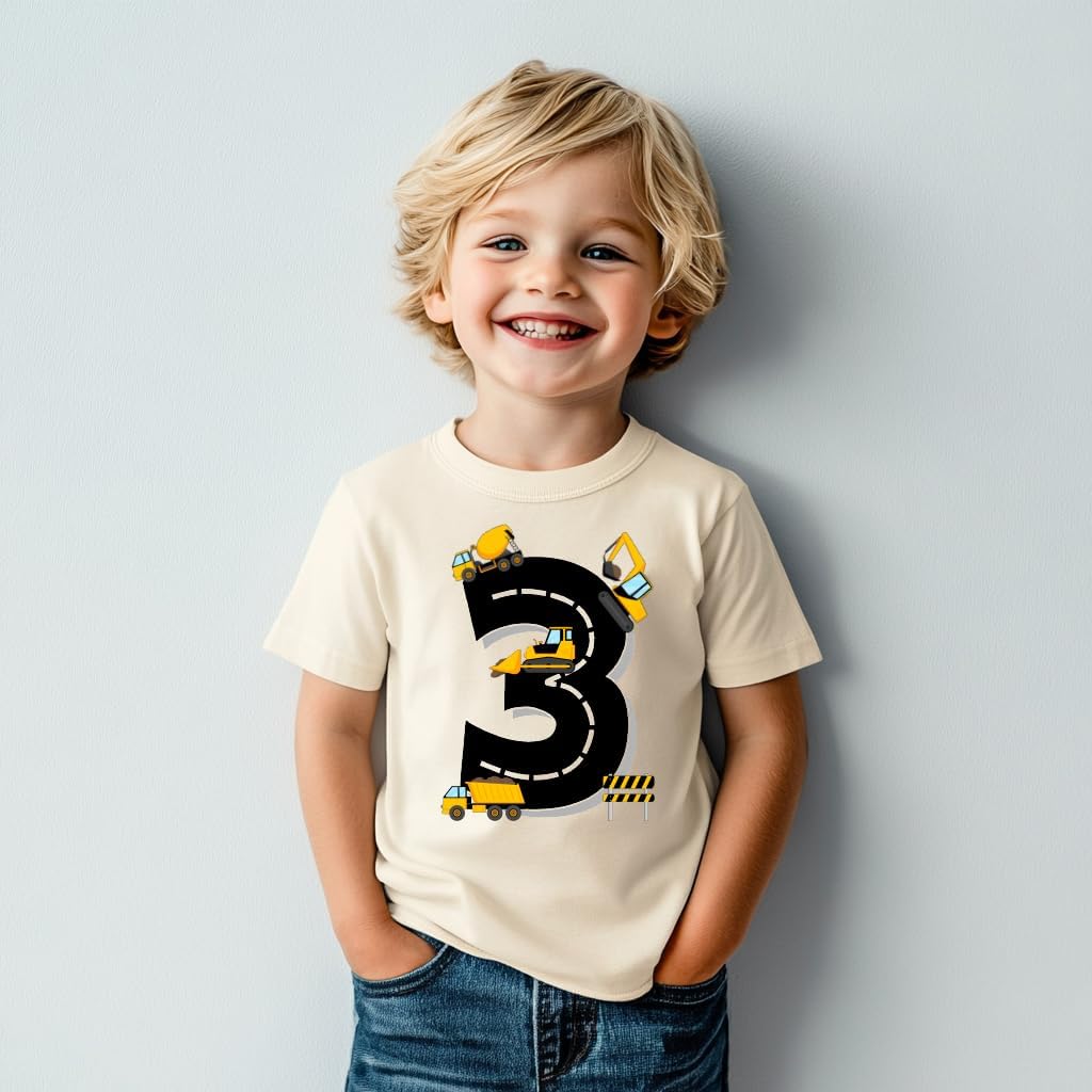 2nd 3rd 4th 5th Birthday Boy Shirt Toddler Kids T-Shirt, Happy Toddler Birthday Tee, Excavator Graphic Shirt - Image 3