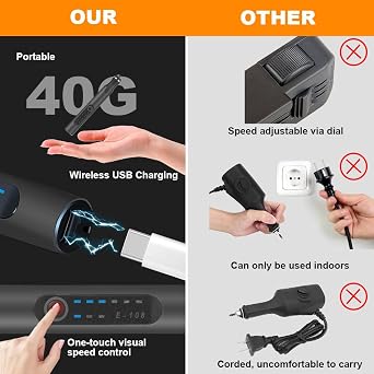 Ainiv 3-Speed Electric Mini Drill Pen, USB Charging DIY Electric Hand Drill, with 10 Small Drill Bits, Micro Drill Set, for Wood Resin Plastic Keychain Pendant Earring Jewelry Making, Black