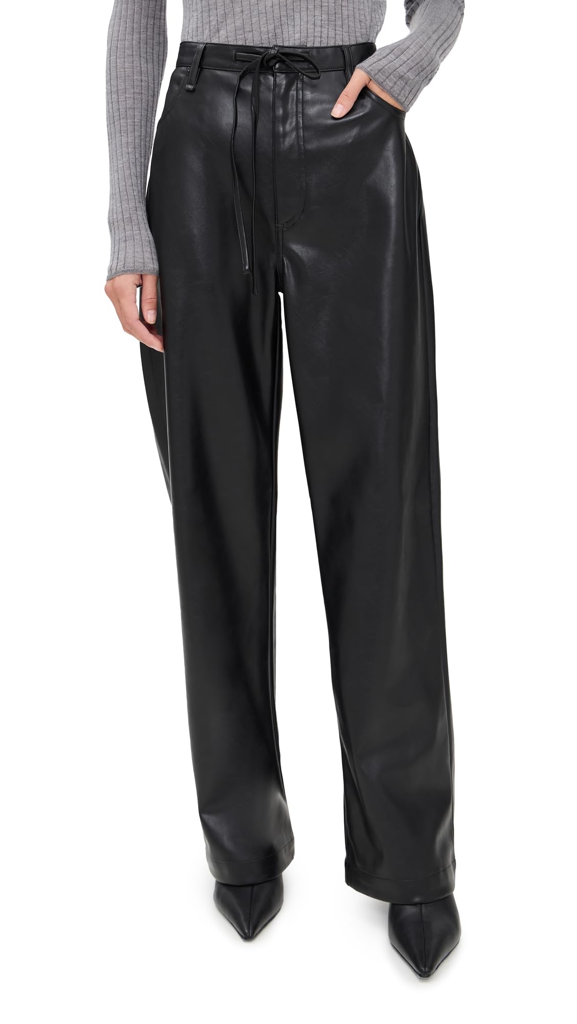 rag bone Womens Phoebe Faux Leather Draw Cord Pants