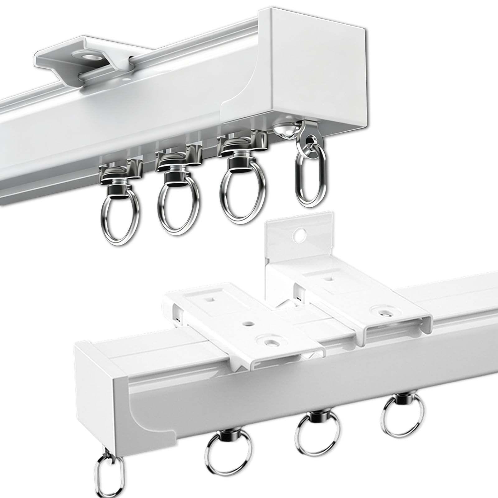 Aluminiowa szyna do namiotu sufitowego, kurtyna sufitowa/przesuwna ściana karnisz, łatwy w montażu karnisz, wyciszenie szyn sufitowych (biały, 330 cm)