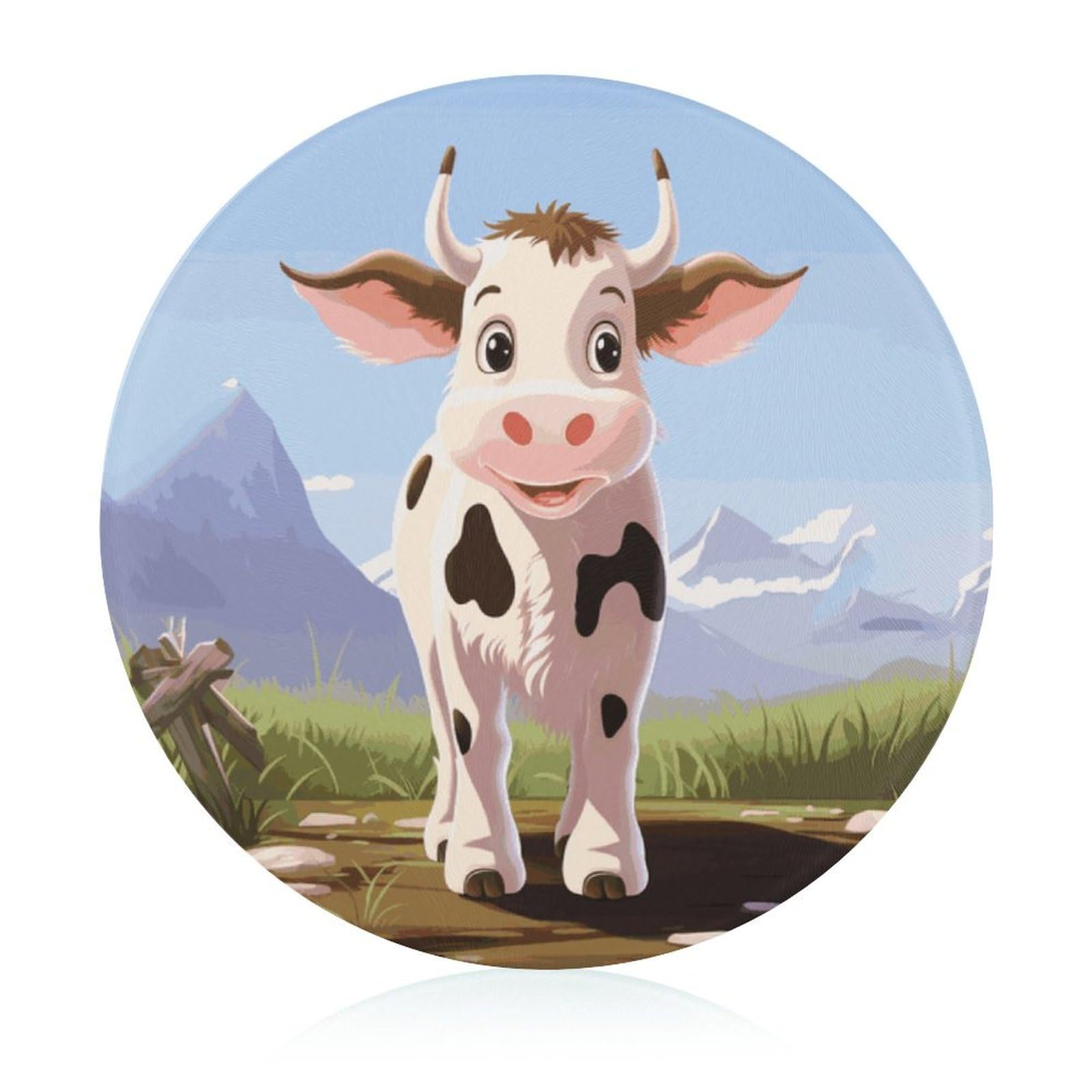 Bloc à découper en verre de lait de vache rond pour présentation de charcuterie