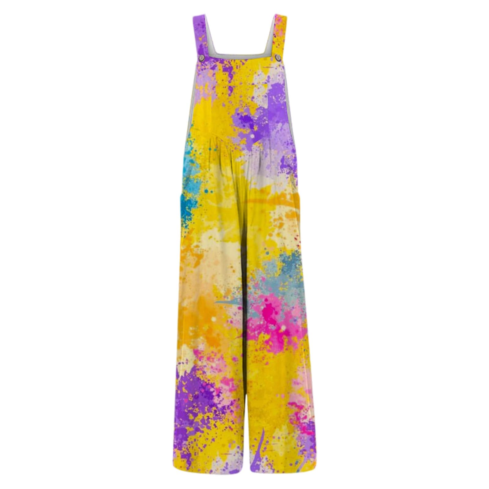 Salopette élégante pour femme avec motif batik - Pantalon long avec poches latérales pratiques - Coupe décontractée - Style bohème - Fleurs - Grenouillère large - Combinaison d'été