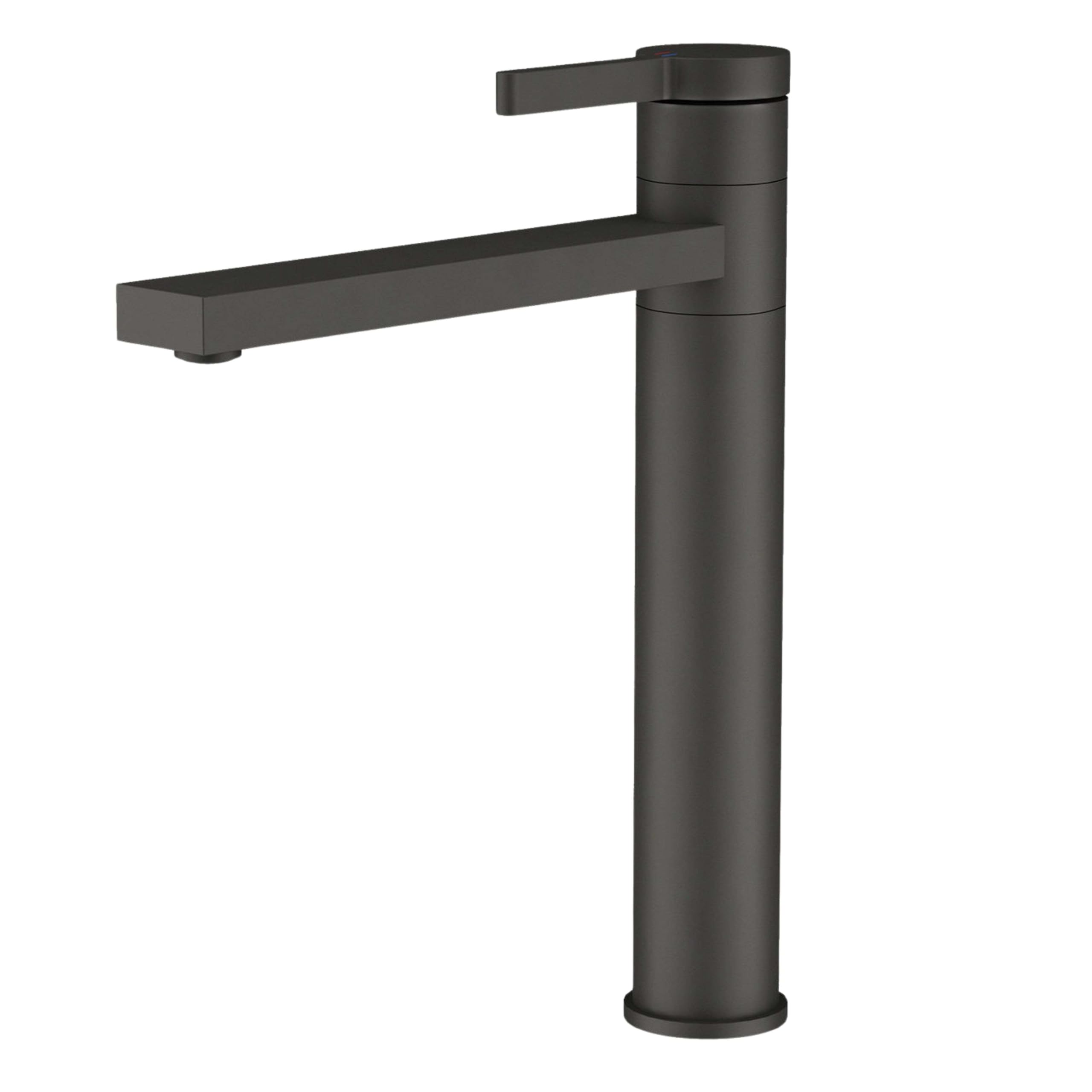 Grifo Lavabo Alto Monomando, Grifo Baño Tucano Negro Mate, Acero Inoxidable 304 Fría/Caliente