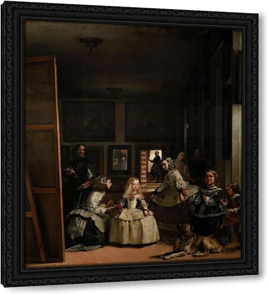 Valazquez, Diego 20x22 Gold Ornate Framed Canvas Art Print Titled: Las Meninas