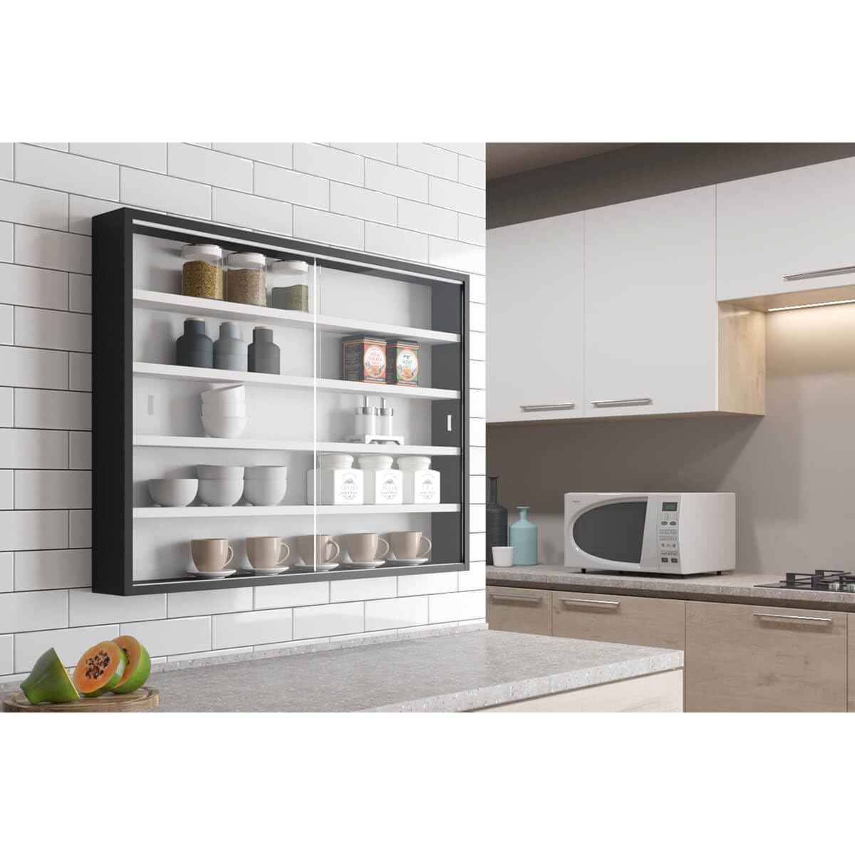 Vitrine Collection AltoBuy Collect 5 Compartiments - Noir/Blanc - Étagères Réglables Vitrine Murale