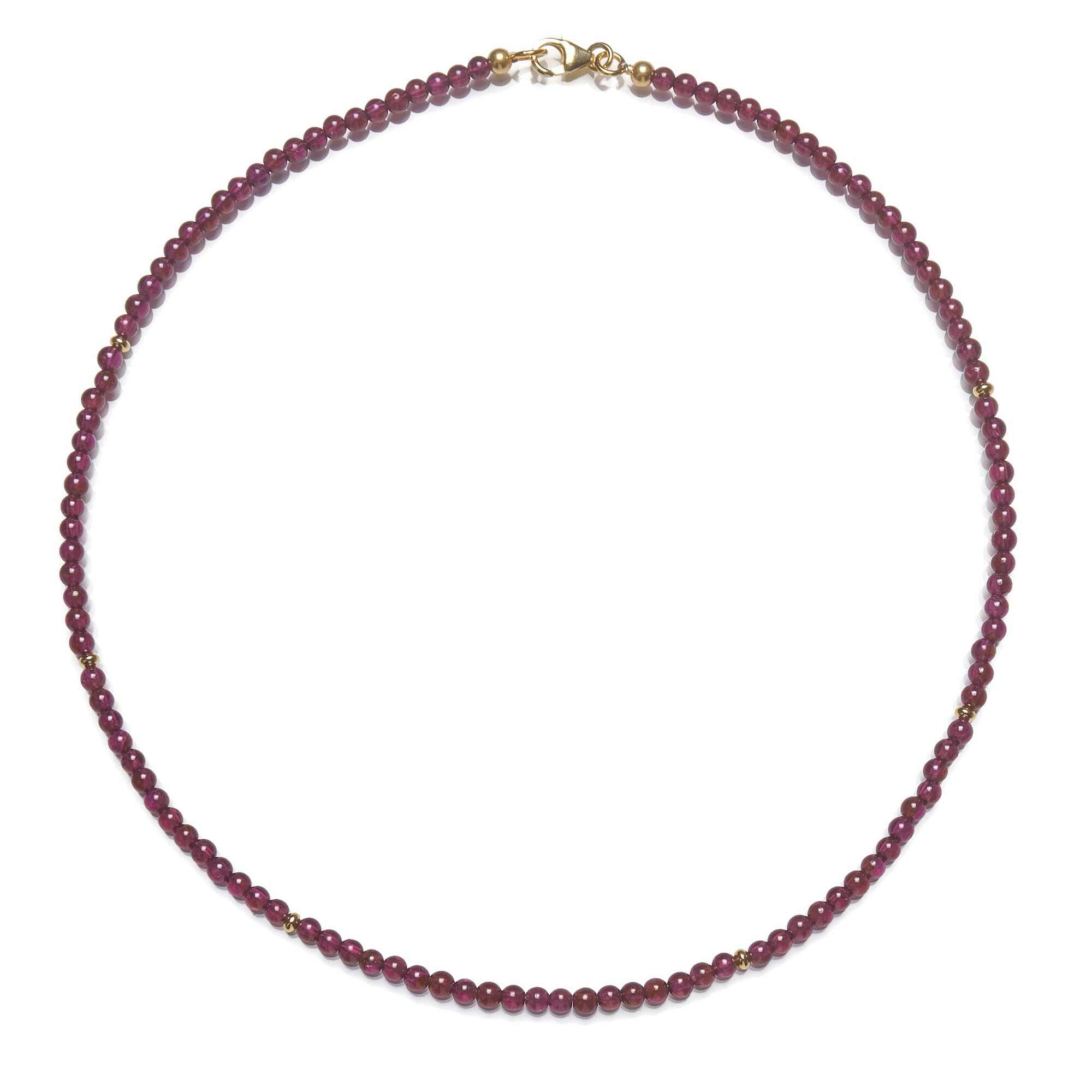 Granat Kette - Rhodolith Kette - Halskette - 925 Silber vergoldet