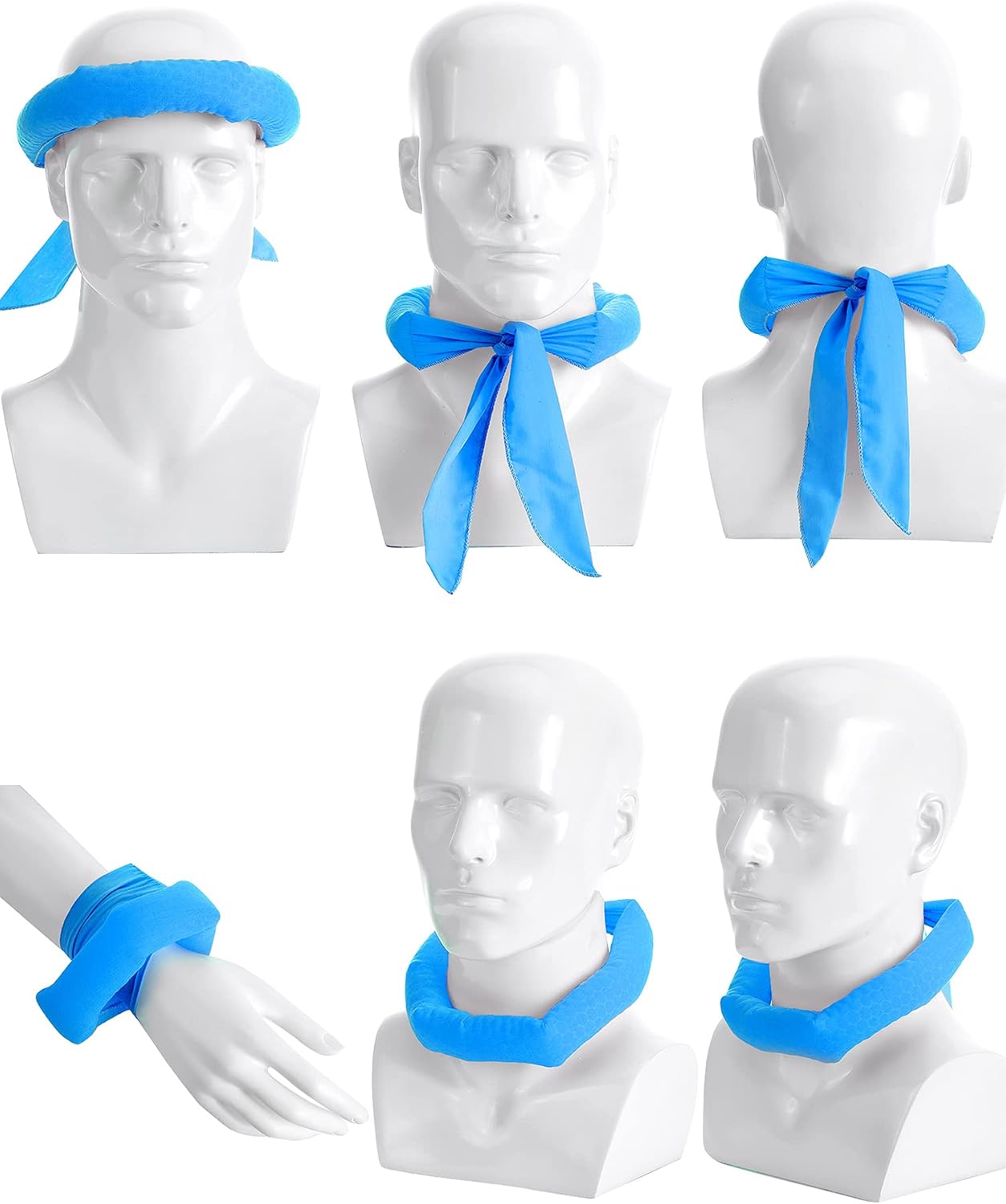 Geyoga 9 Pieces Cooling Scarf Wrap Tie Around Neck Summer Ice Cool Scarf Neck Wrap Headband Bandana Scarf Collar Neck