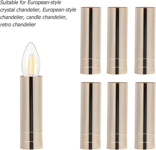 Miniatura 6 de 3.1 in3.15 pulgadas de largo 1.0 in0.98 pulgadas de diámetro lámpara colgante vela cubiertas de luz mangas base de candelabro, 6 piezas dorado