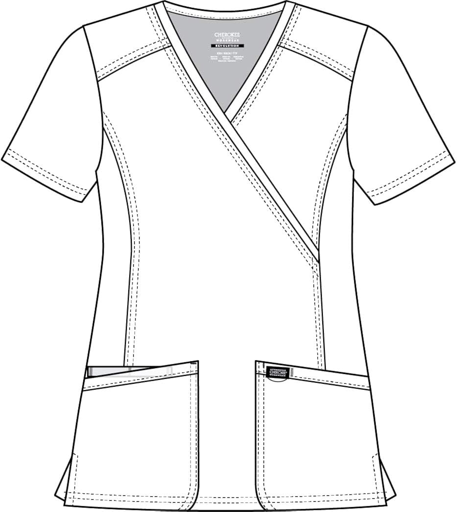 Mock Wrap Scrubs for Women Workwear Revolution, Soft Stretch, Easy Care WW610 X-Small Teal Blue