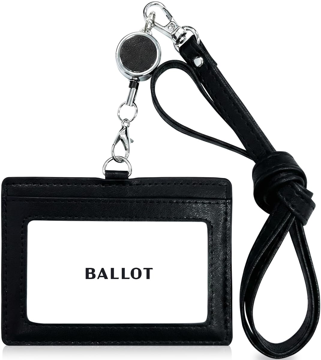 BALLOT IDカードホルダー 本革 【伸縮リール×機能美デザイン】 ネームホ…