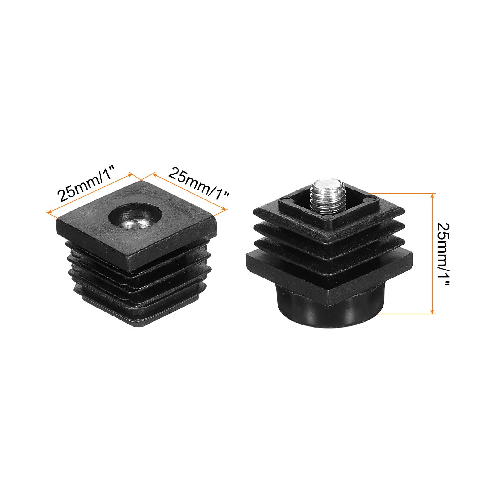 Square Adjustable Foot Adjustable Feet Quluxe , 1 Inch Square Tube Inserts Kit Furniture Glide ...