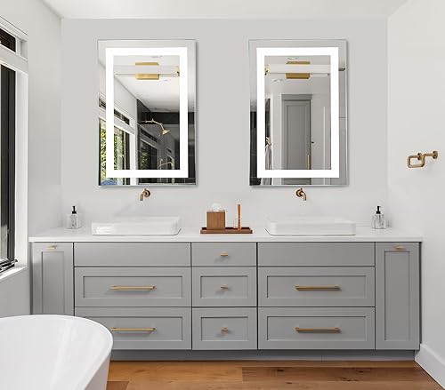 Miniatura 9 de Espejo LED de tocador de baño de 30 x 20 pulgadas montado en la pared, regulable, iluminado, espejo antivaho - Diseño moderno y sin marco