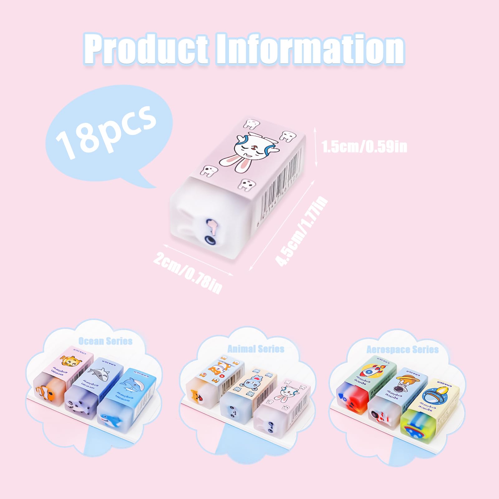 Kawaii Gomme Cancellare 18 Pezzo, Gomme Creative, Regali Studenti, Bomboniere, Premi Compiti