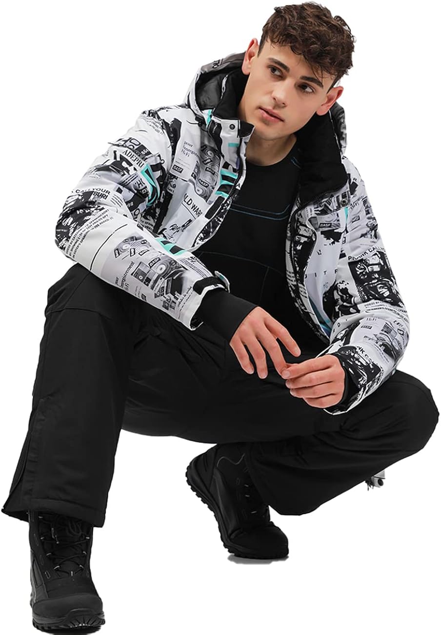 Miniatura 2 de RIUIYELE Conjunto de chaqueta y pantalones de esquí para hombre, abrigo térmico de invierno, con capucha, traje de snowboard para hombre