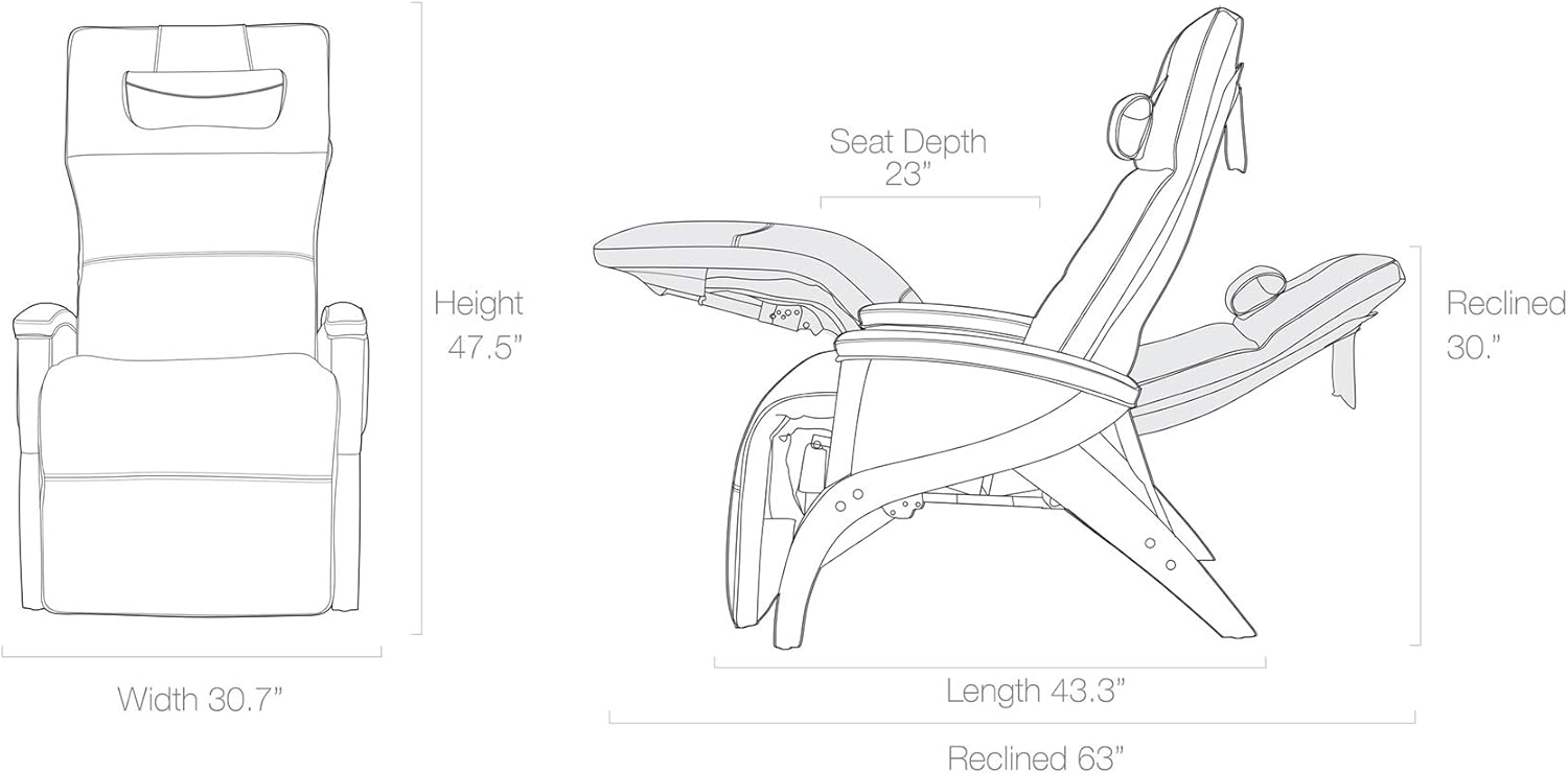 ZGR Newton SV-630 Dual Power Infinite Position Zero Anti Gravity Recliner Chair with Heat and Air Massage - Ivory Leather with White Glove in-Home Delivery and Setup