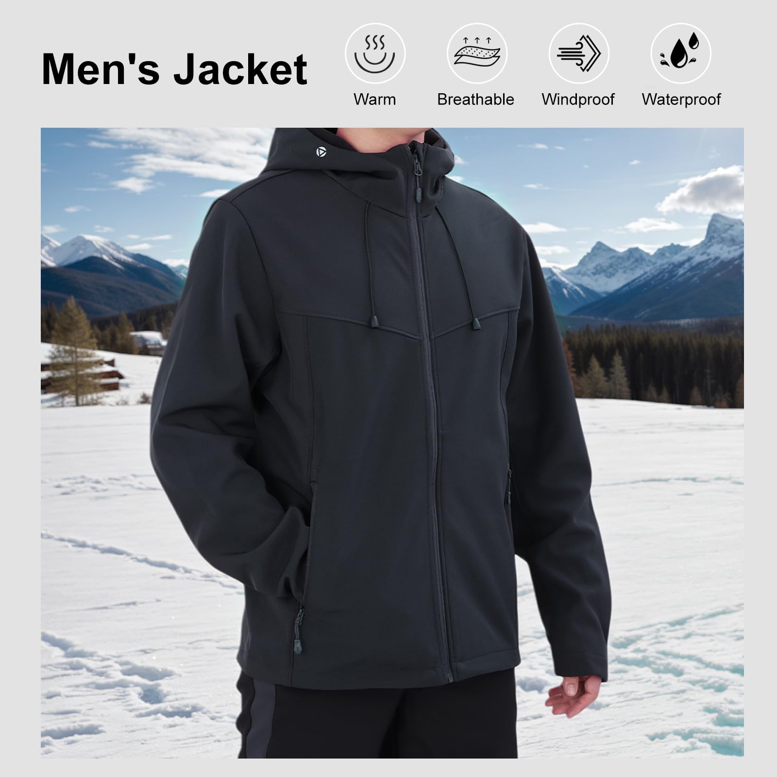 SUKUTU Chaqueta impermeable para hombre para actividades al aire libre abrigo polar chaqueta cálida transpirable y cortavientos para viajar y hacer senderismo