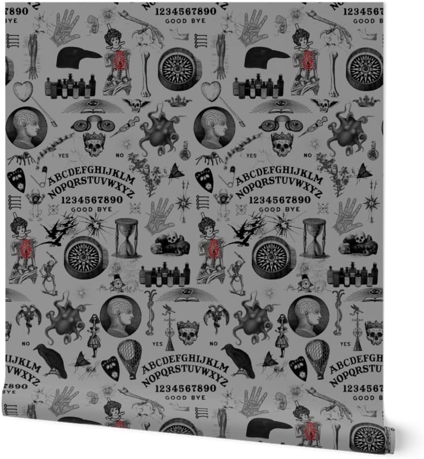 Spoonflower Peel & Stick Wallpaper 3ft x 2ft - Board Fortune Occult Halloween Steampunk Anatomy Medical Custom Removable Wallpaper
