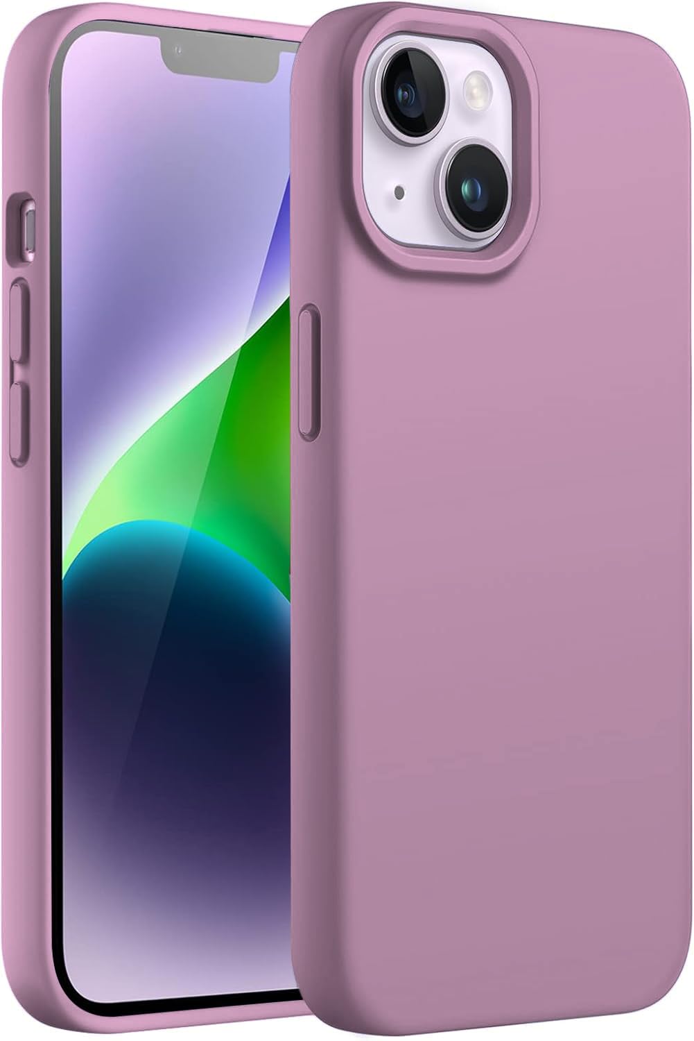 LOXXO® Compatible with iPhone 14 Case, Liquid Silicone Case, Full Body Protective Cover, Shockproof, Slim Phone Case, Anti-Scratch Soft Microfiber Lining, 6.1 inch - (Lilac)