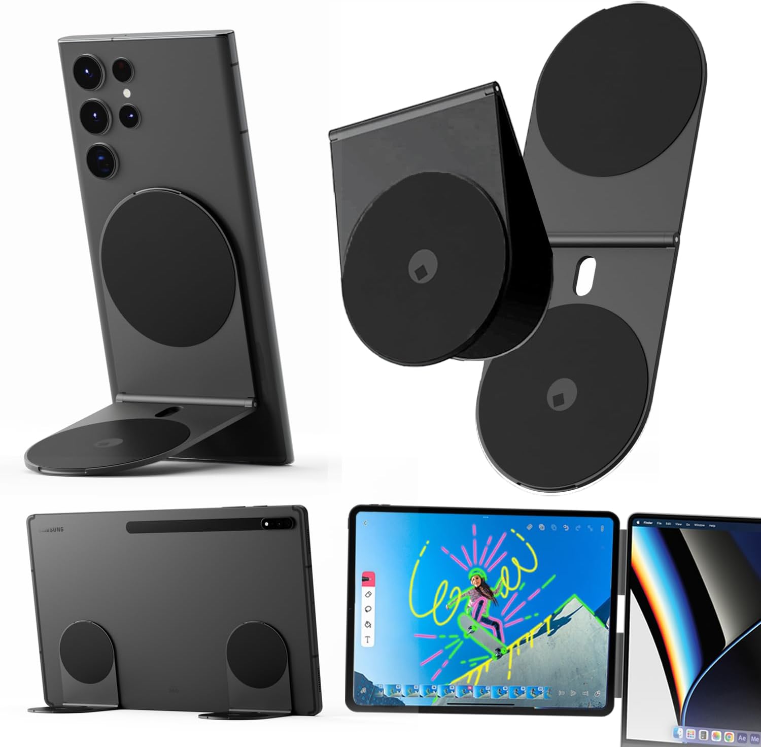 Edge Pro Tablet Kit - Mount and Phone Magnetic Holder, Smartworking & Productivity Stand Accessory, Compatible with MagSafe, Compatible with Any Tablet or Phone, Gray