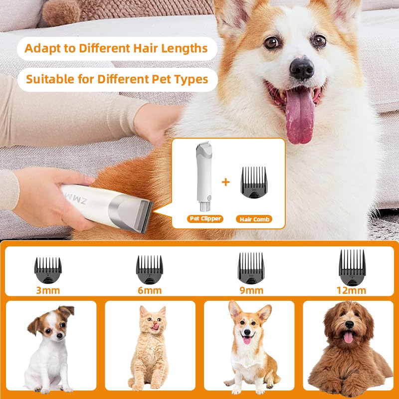 Pet Grooming Vacuum, 6-in-1 Dog Grooming Kit with 3 Suction Modes and Large Capacity Dust Cup, Ideal for Dog Owners, Unisex Adult, Pets