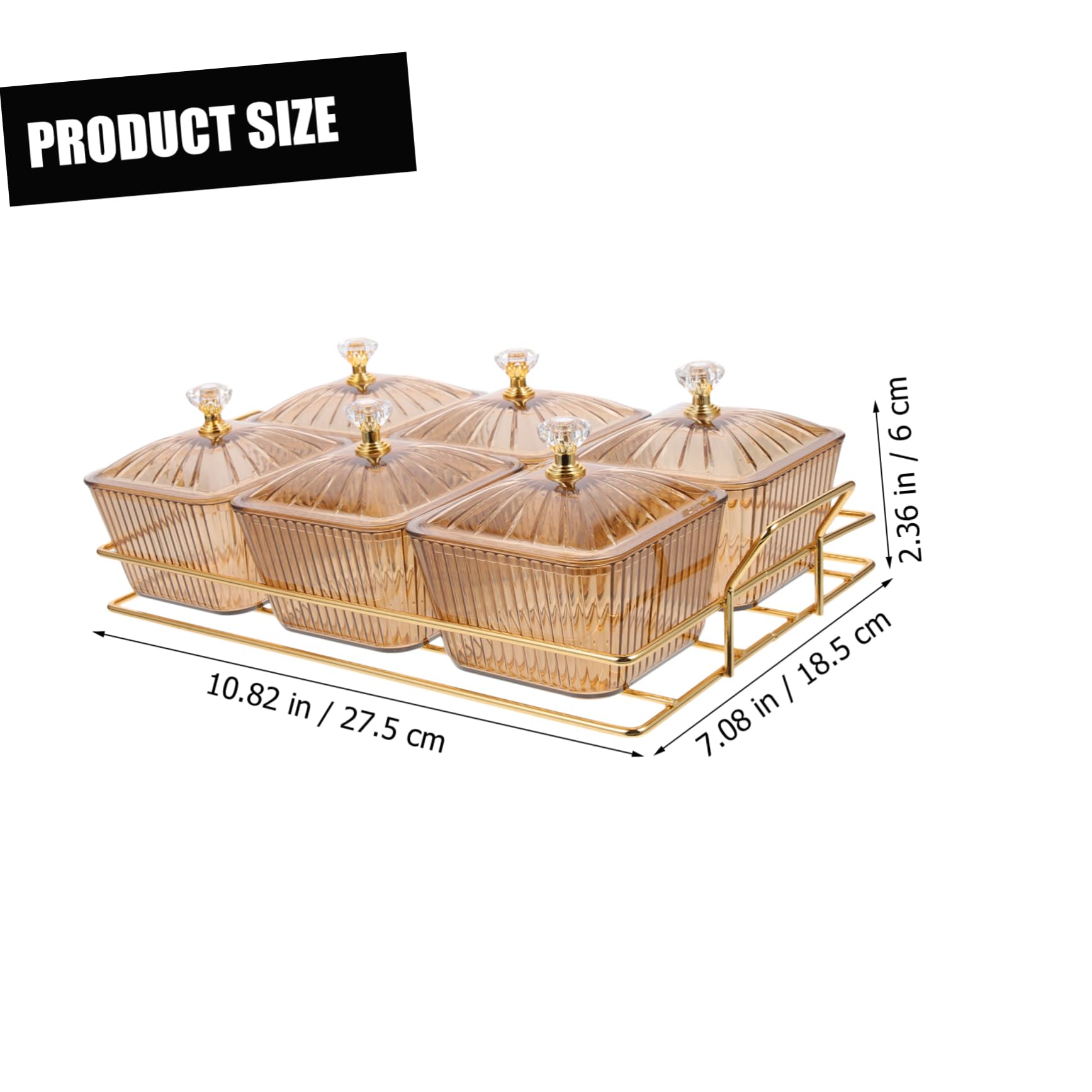 Plato para Aperitivos Decorativo de Hierro Dorado con 6 Compartimentos para Frutos Secos y Snacks, Adecuado para Ver Series en Casa y Reuniones