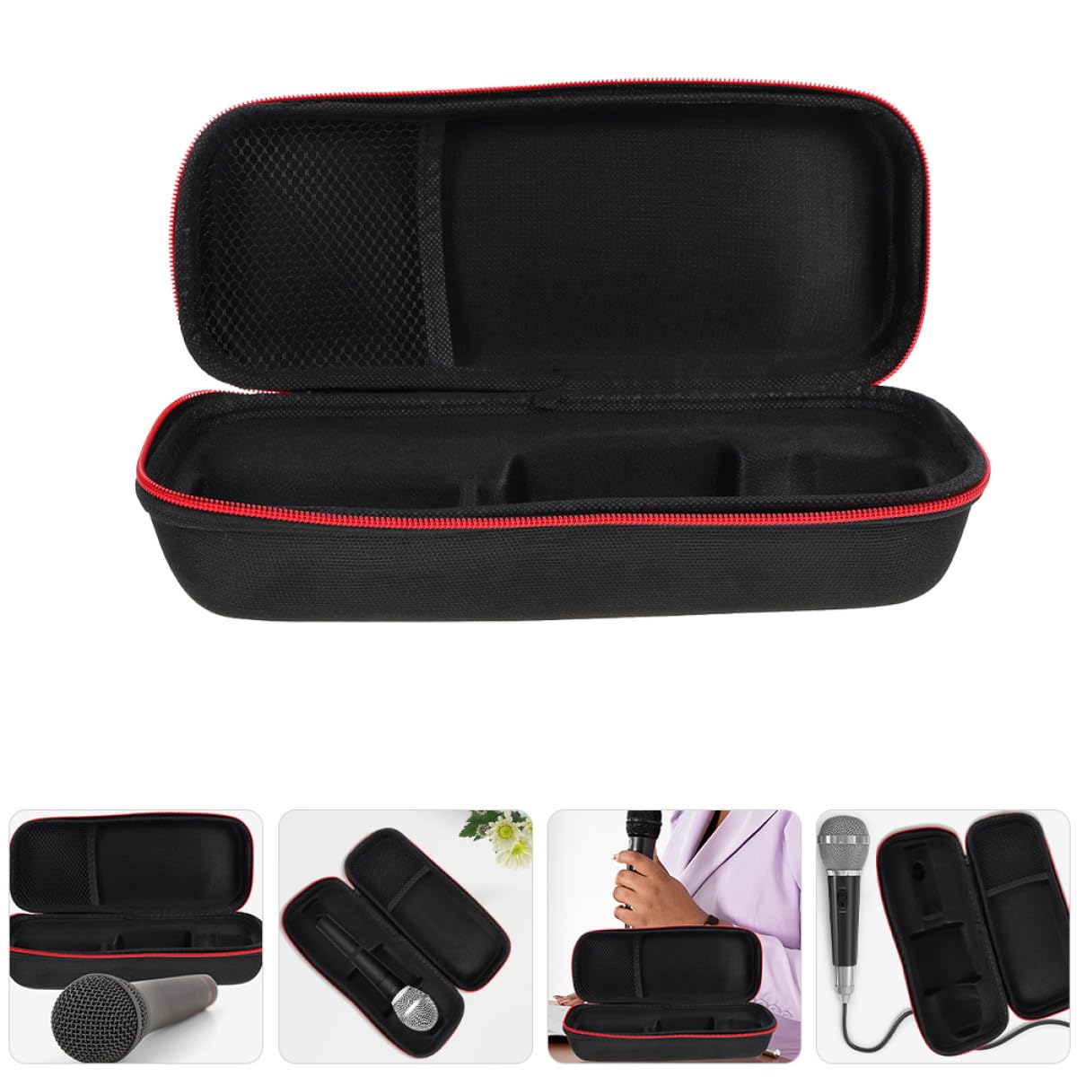2piezas Estuche Portátil para Micrófono de Mano con Cremallera Bolsa Ligera de Eva para Almacenamiento y Protección Viajes Resistente Golpes y Polvo para Micrófonos Inalámbricos