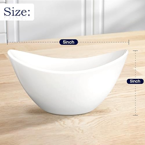 Miniatura 7 de Uten Juego de cuencos de ensalada, cuencos grandes de porcelana profunda, cuencos profundos de cerámica blanca para ensalada, guarniciones,